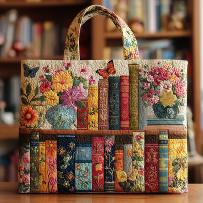 Vintage Bookshelf Quilted Tote Bag GFTONL6453