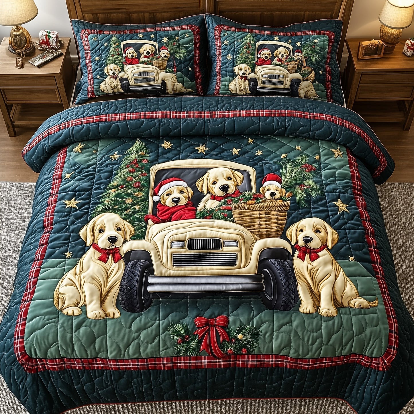 Christmas Retriever Puppy Duvet Cover Set GFTONL6533