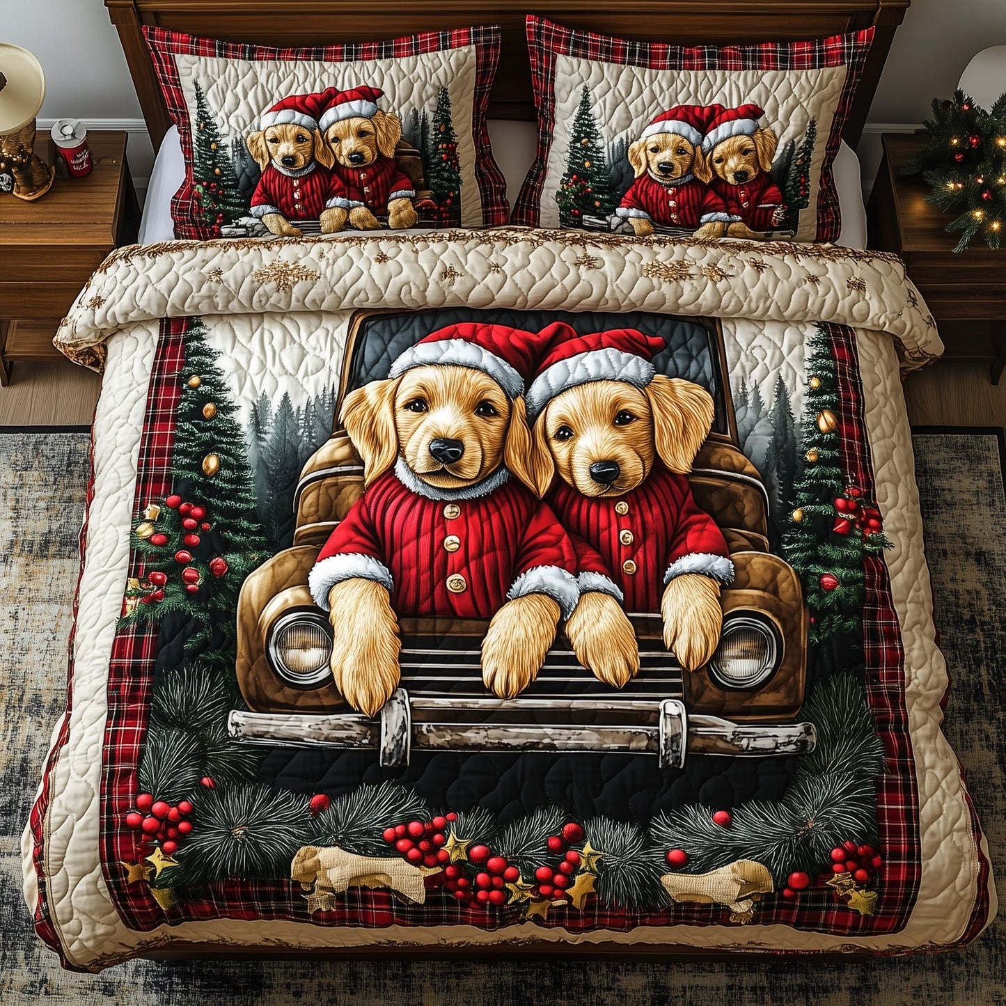 Christmas Retriever Puppy Duvet Cover Set GFTONL6536