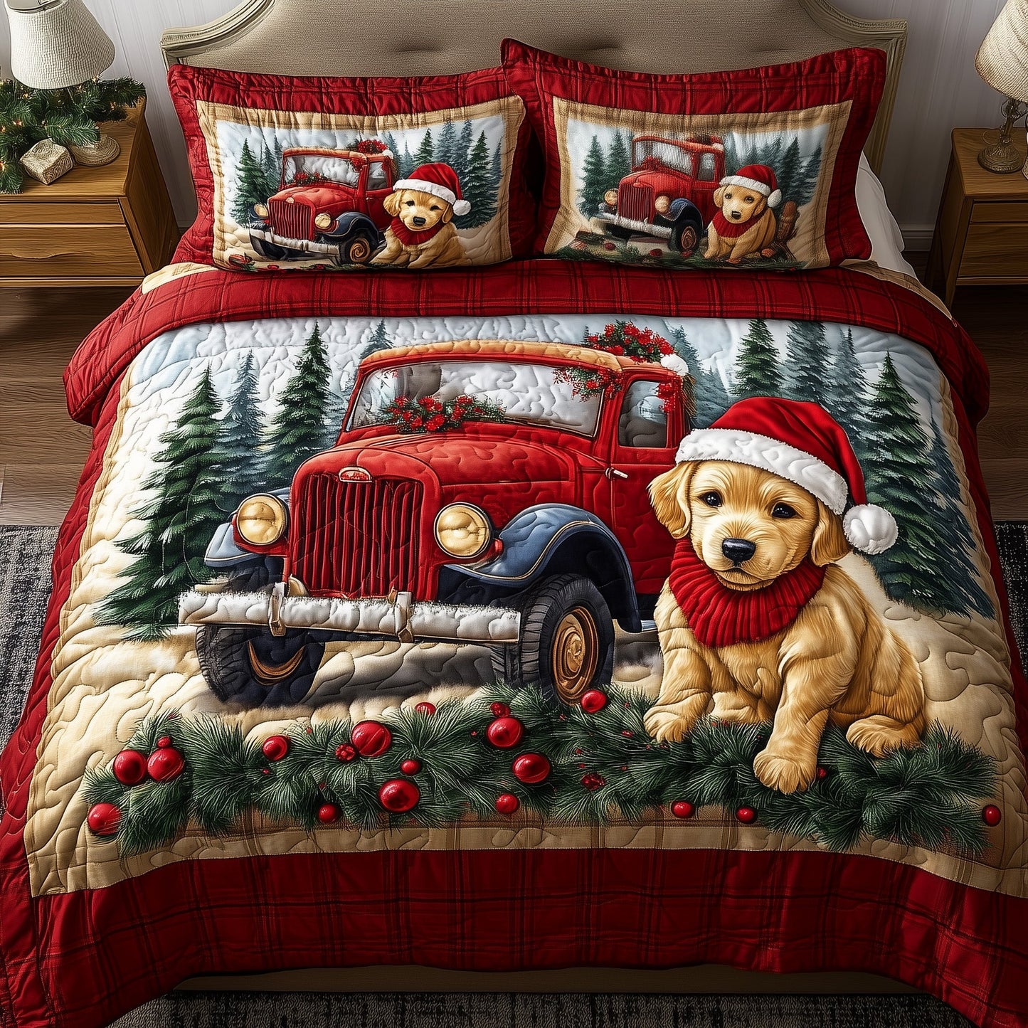 Christmas Retriever Puppy Duvet Cover Set GFTONL6537