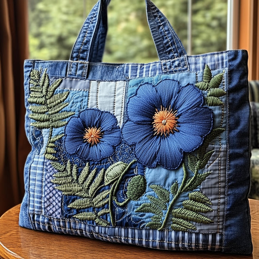 Blue Poppies Quilted Tote Bag GFTONL6538
