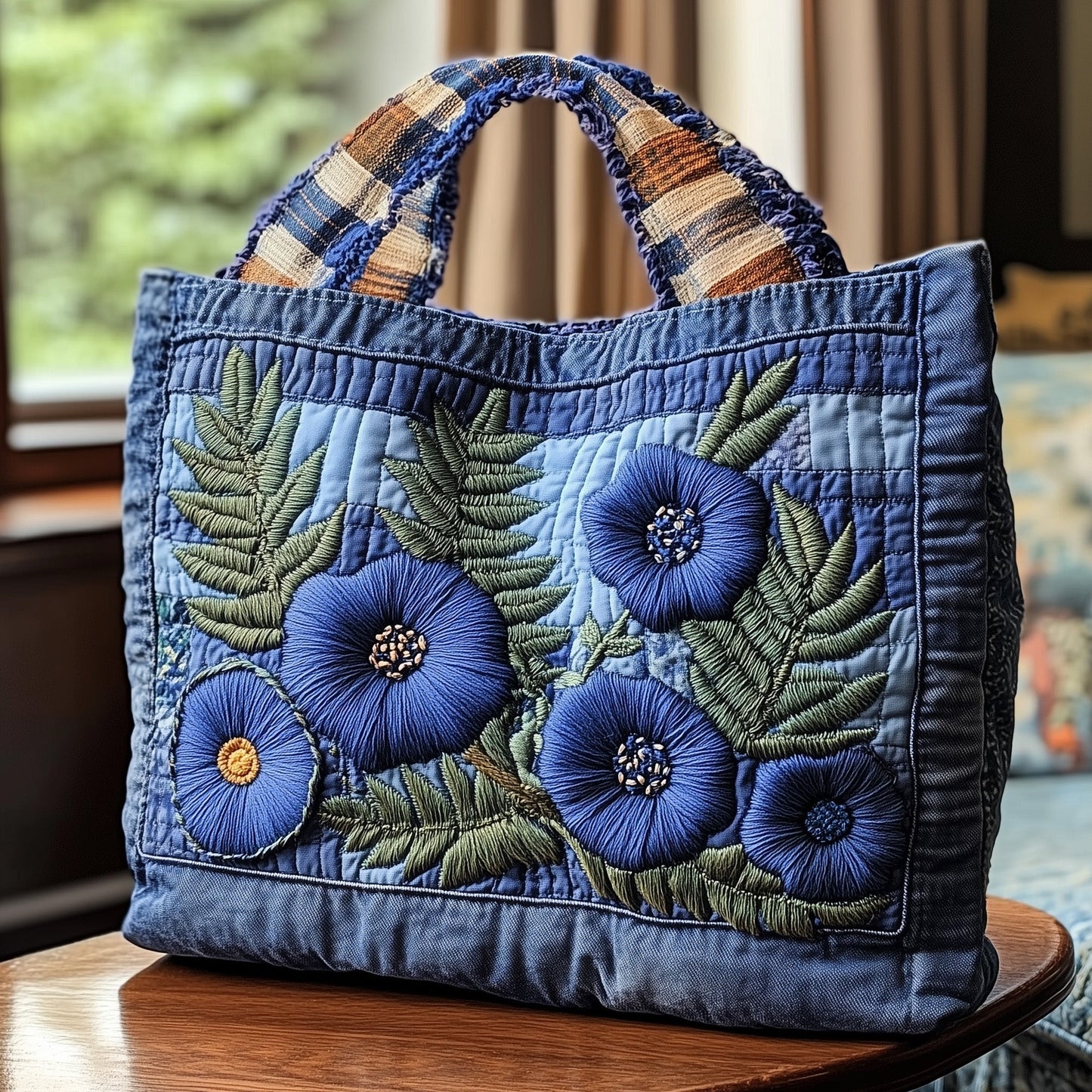 Blue Poppies Quilted Tote Bag GFTONL6544