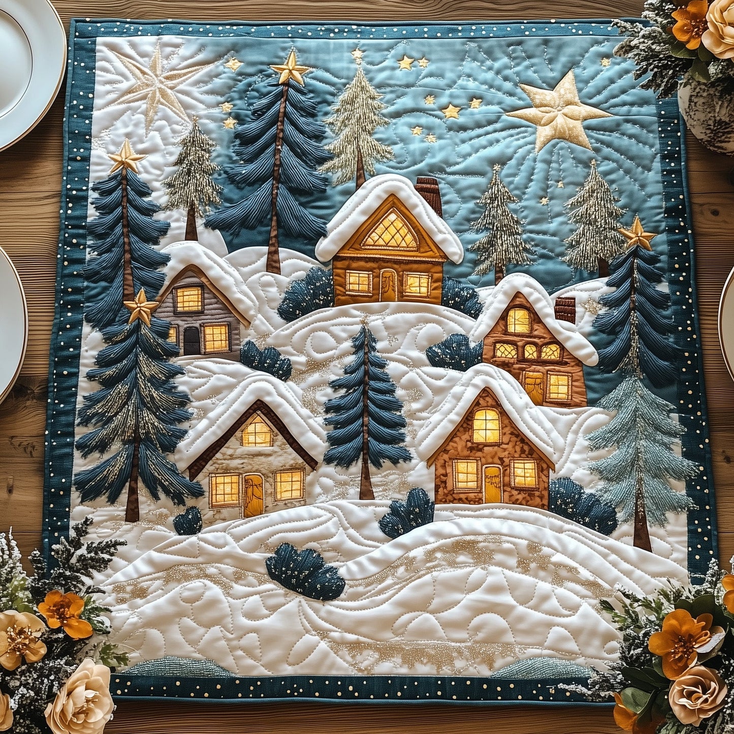 Heaven Village Quilted Table Topper GFTONL6562