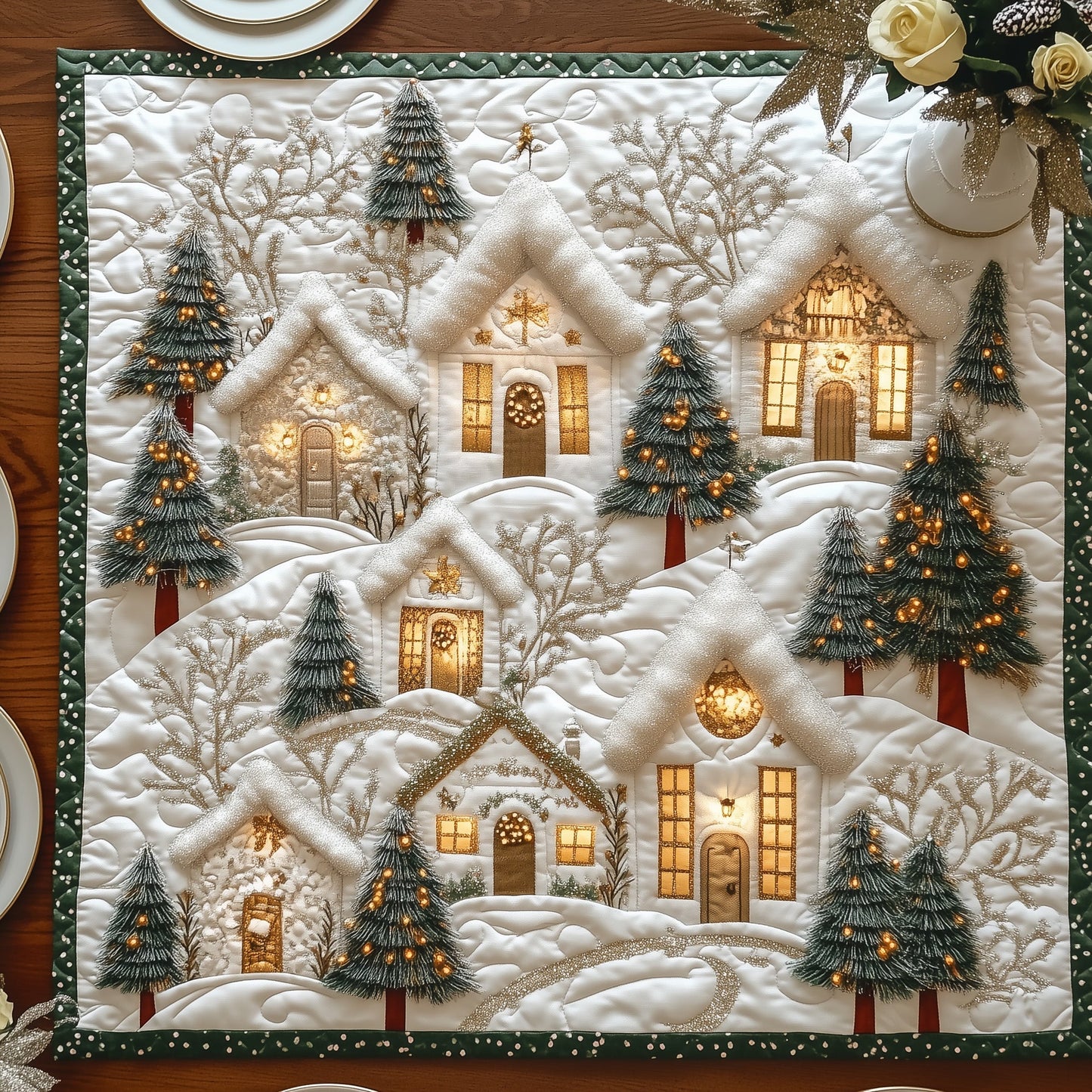 Heaven Village Quilted Table Topper GFTONL6566