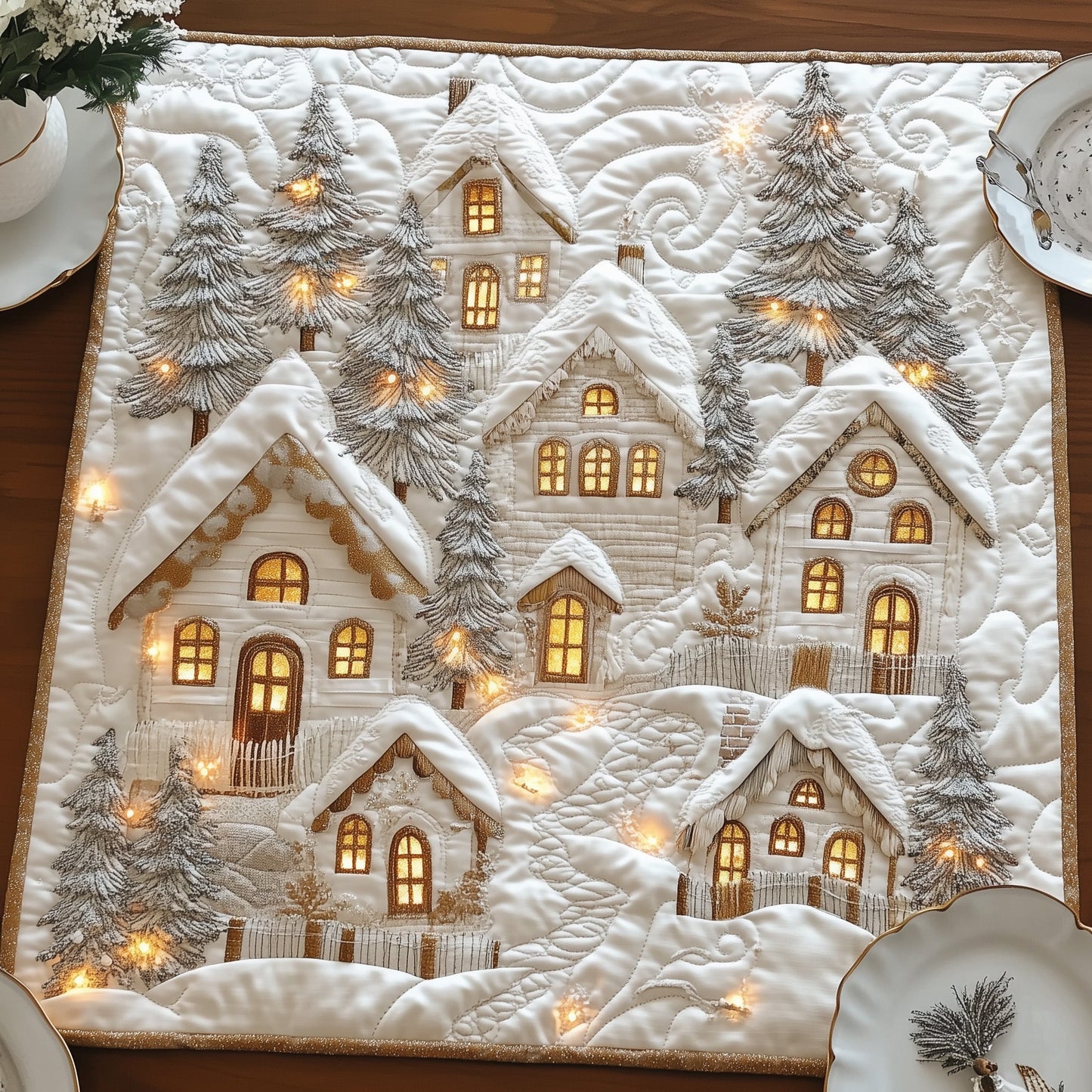 Heaven Village Quilted Table Topper GFTONL6567