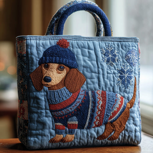 Winter Dachshund Quilted Tote Bag GFTONL6569