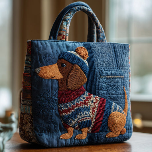 Winter Dachshund Quilted Tote Bag GFTONL6570