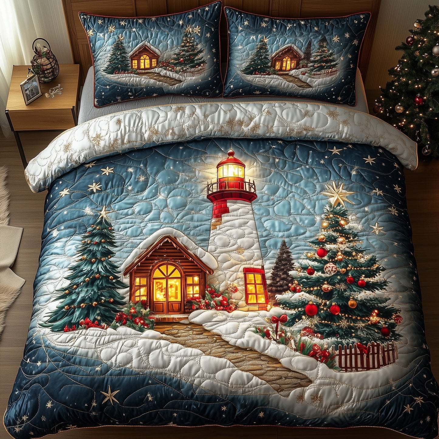 Christmas Lighthouse Duvet Cover Set GFTONL6576