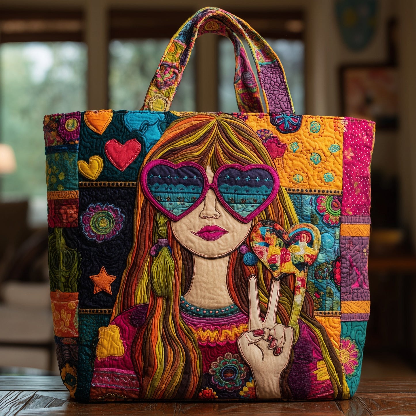 Hippie Vibe Quilted Tote Bag GFTONL6786