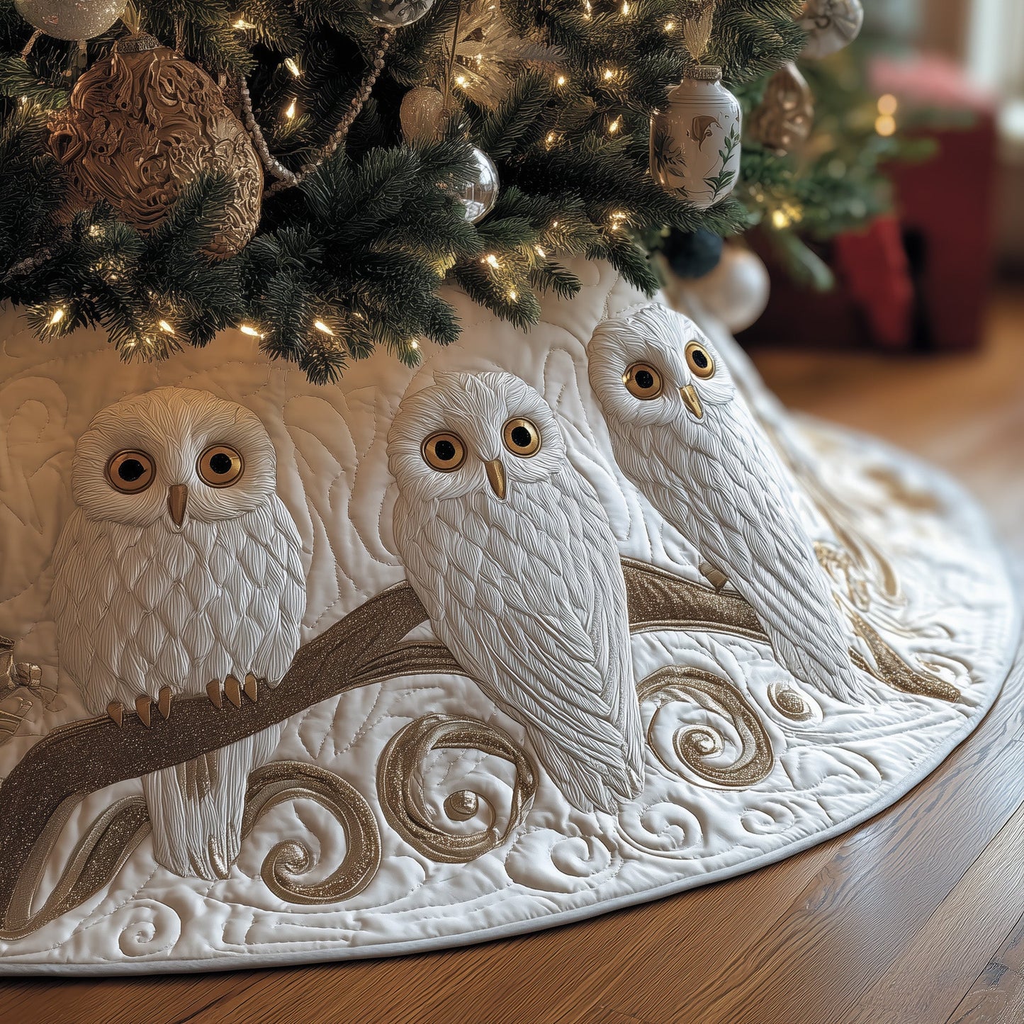 Snowy Owl Quilted Tree Skirt GFTONL6825