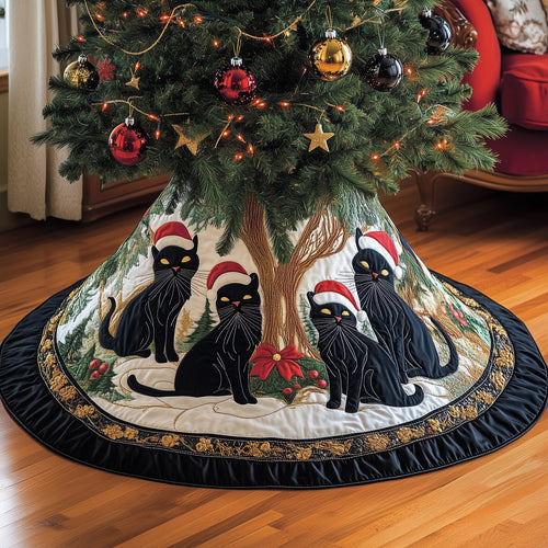 Black Holiday Cat Quilted Tree Skirt GFTONL6840