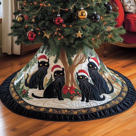 Black Holiday Cat Quilted Tree Skirt GFTONL6840