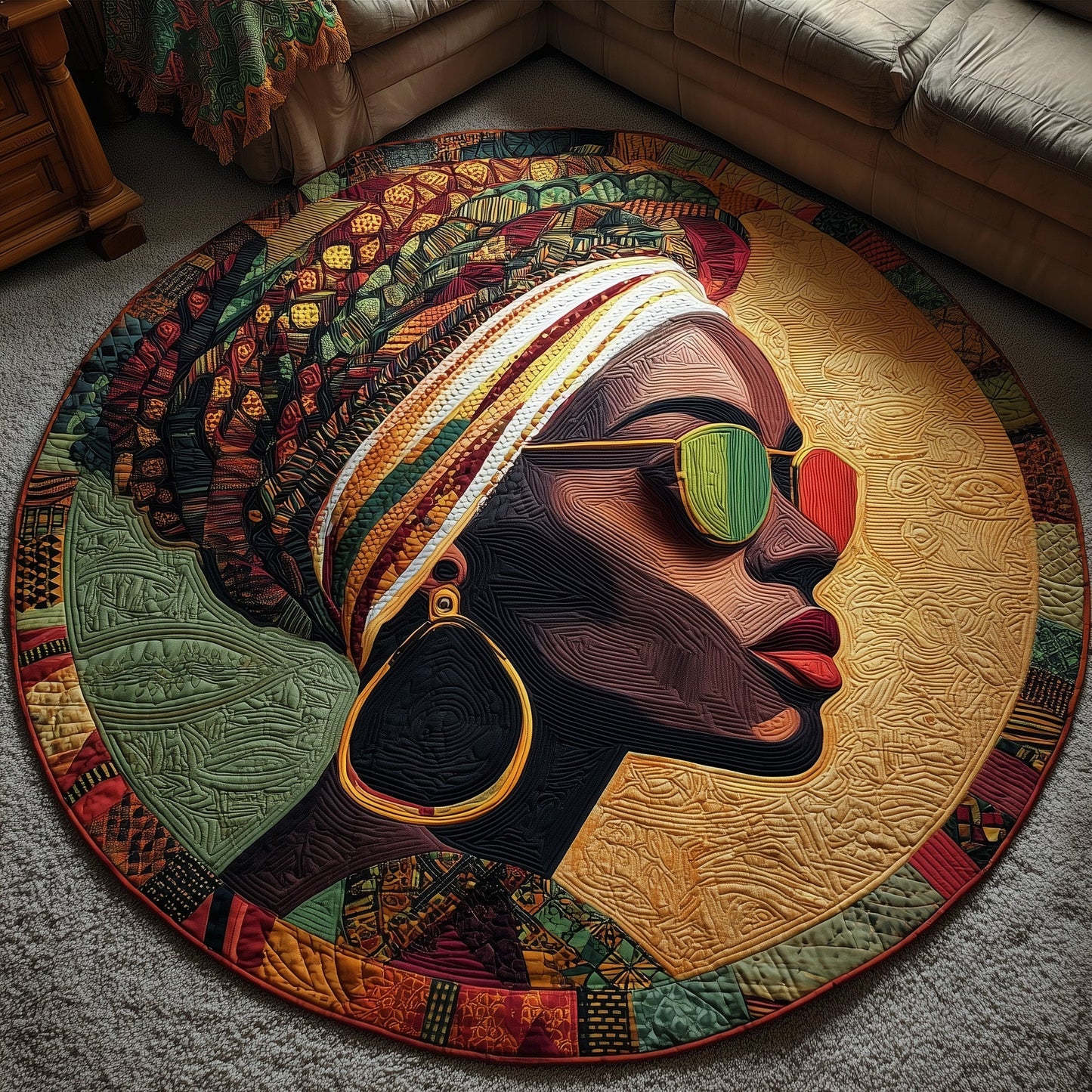 Melanin Monarch Quilted Round Mat GFTONL6858