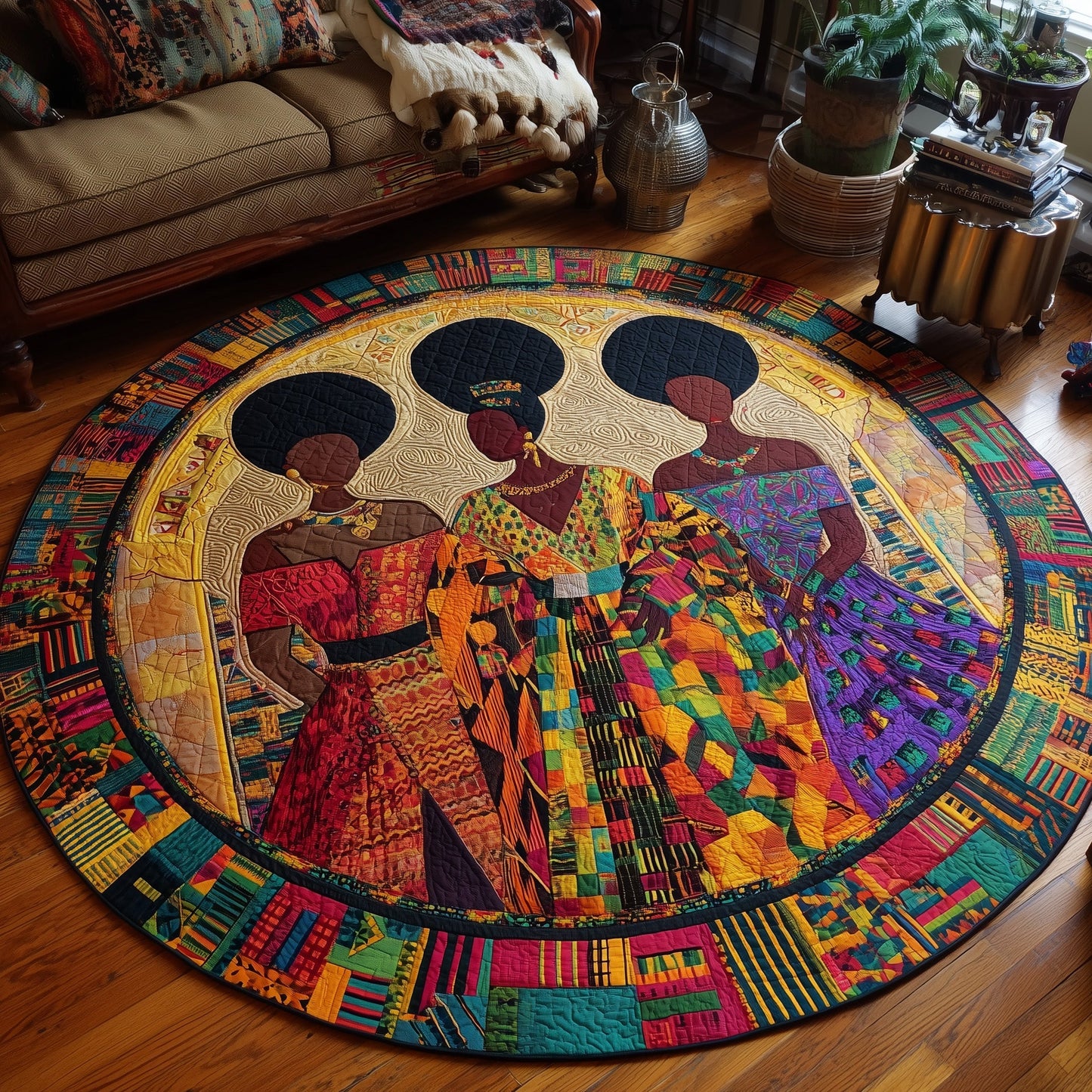 Melanin Crown Quilted Round Mat GFTONL6860