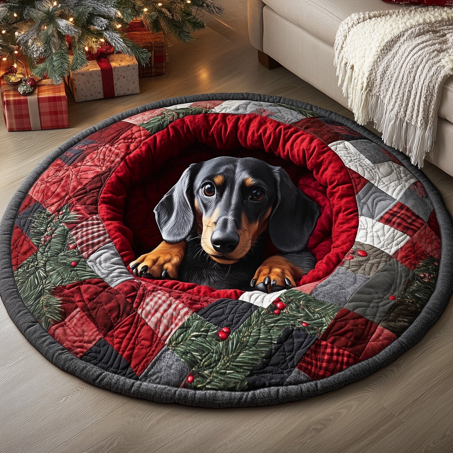 Dachshund Quilted Round Mat GFTONL6889
