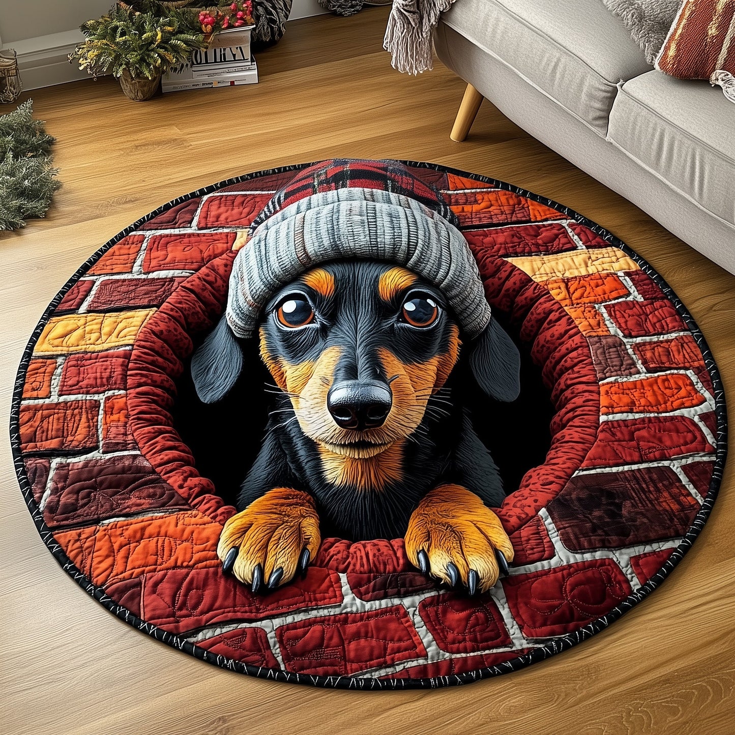Dachshund Quilted Round Mat GFTONL6894