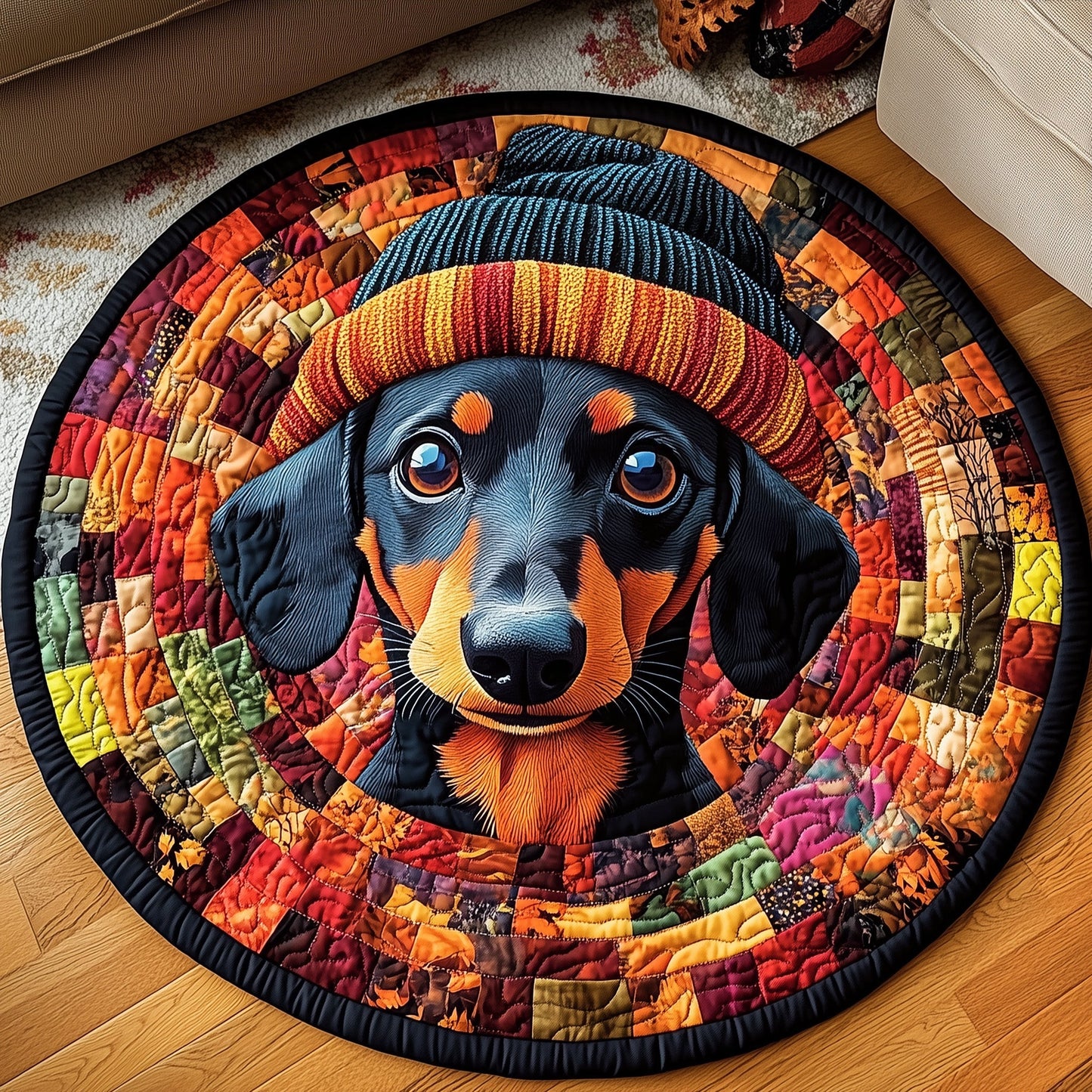 Dachshund Quilted Round Mat GFTONL6898