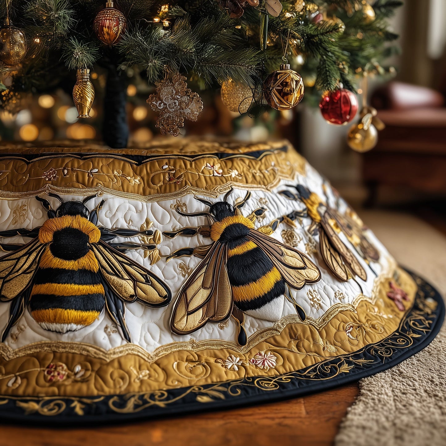Royal Bee Quilted Tree Skirt GFTONL6929
