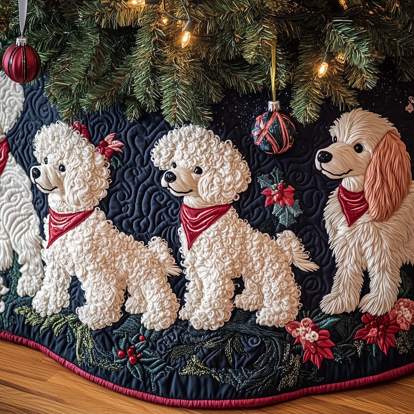 Charming Poodle Quilted Tree Skirt GFTONL6938