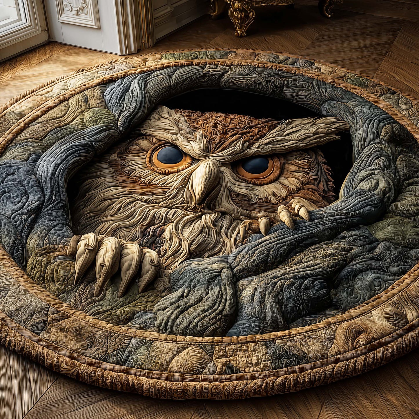 Hollow Owl Quilted Round Mat GFTONL7001