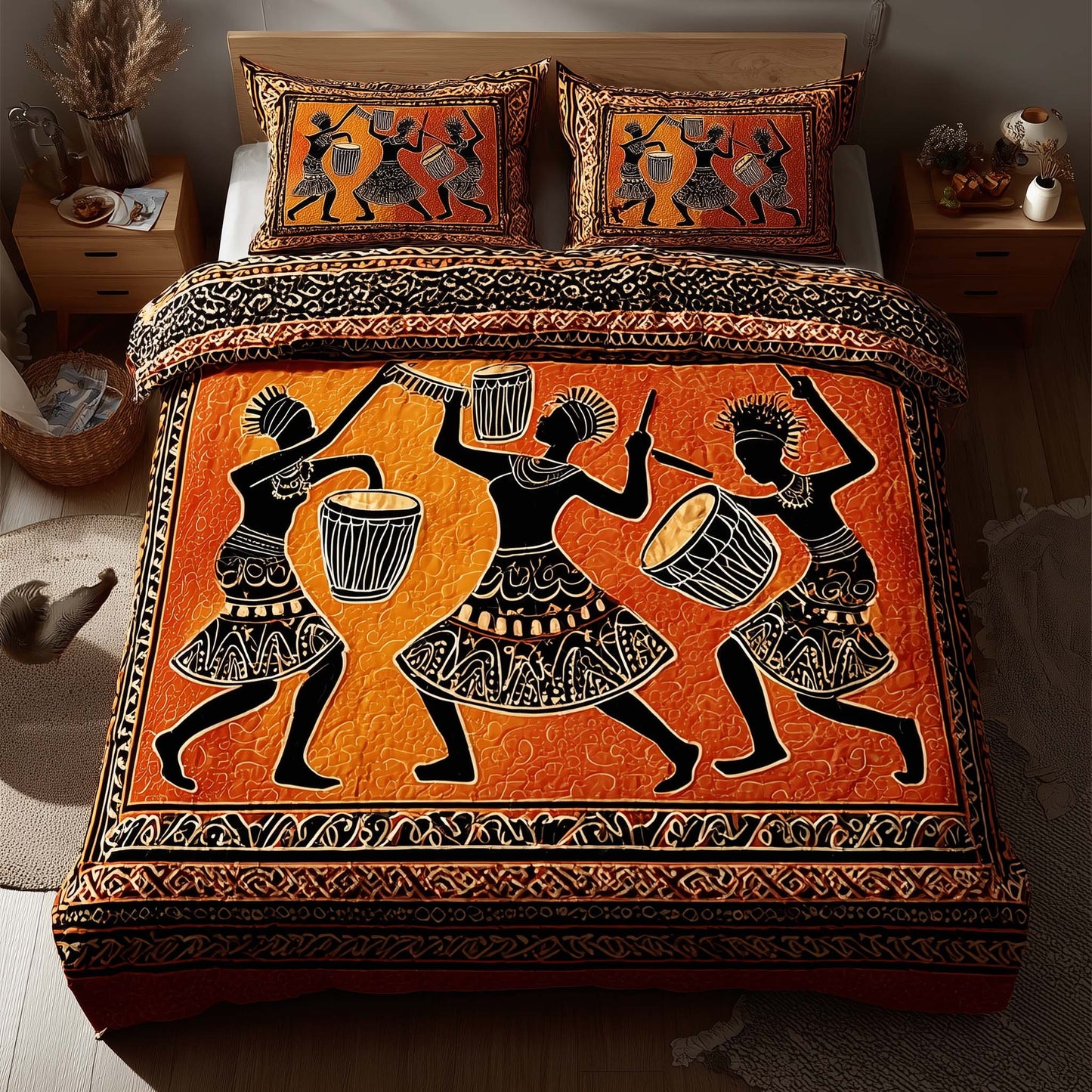Traditional Tribal Dancing Duvet Cover Set GFTONL7036
