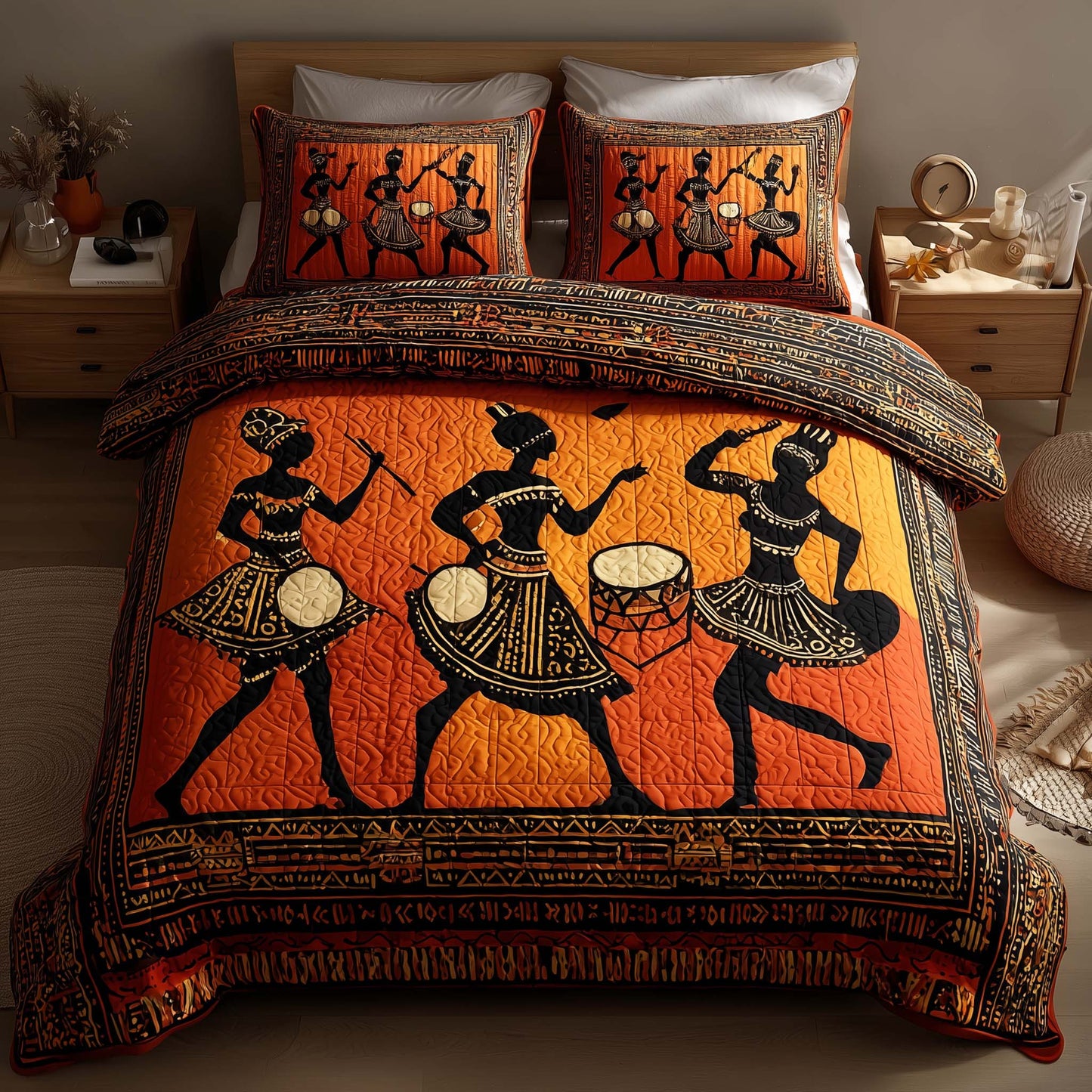 Traditional Tribal Dancing Duvet Cover Set GFTONL7038