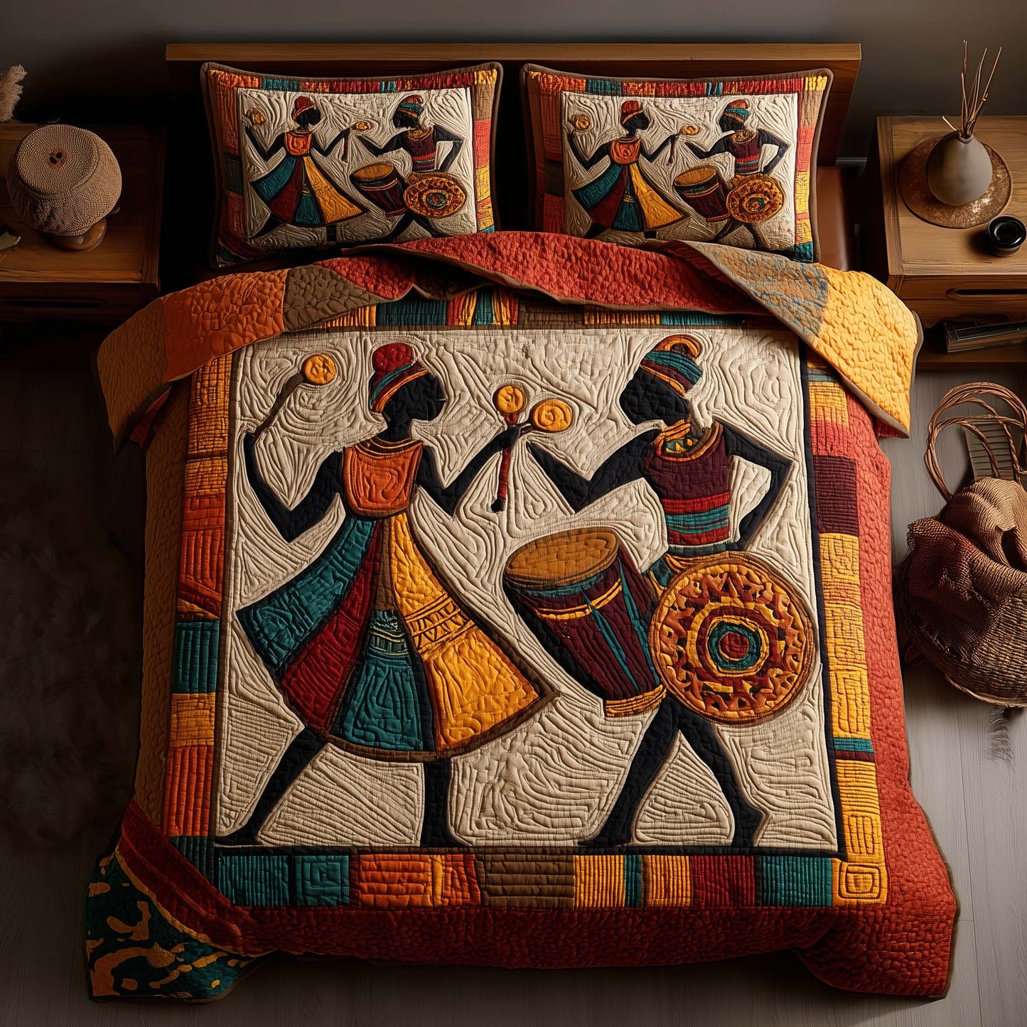 Traditional Tribal Dancing Duvet Cover Set GFTONL7039