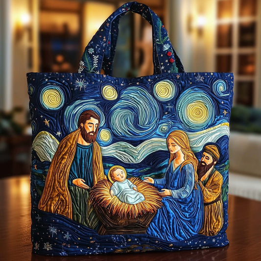 Starry Nativity Scene Quilted Tote Bag GFTONL7048