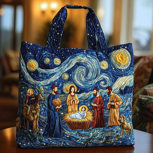 Starry Nativity Scene Quilted Tote Bag GFTONL7049