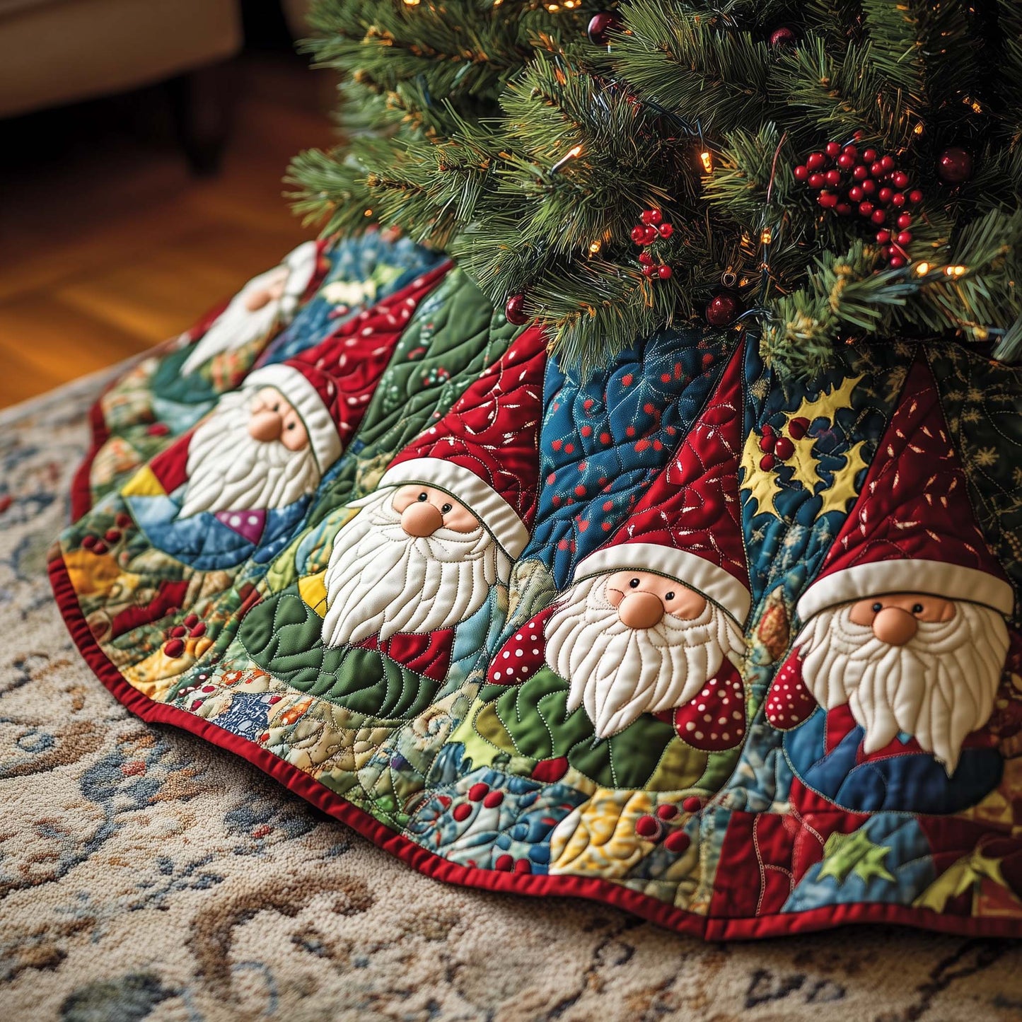 Holiday Gnome Quilted Tree Skirt GFTONL7072