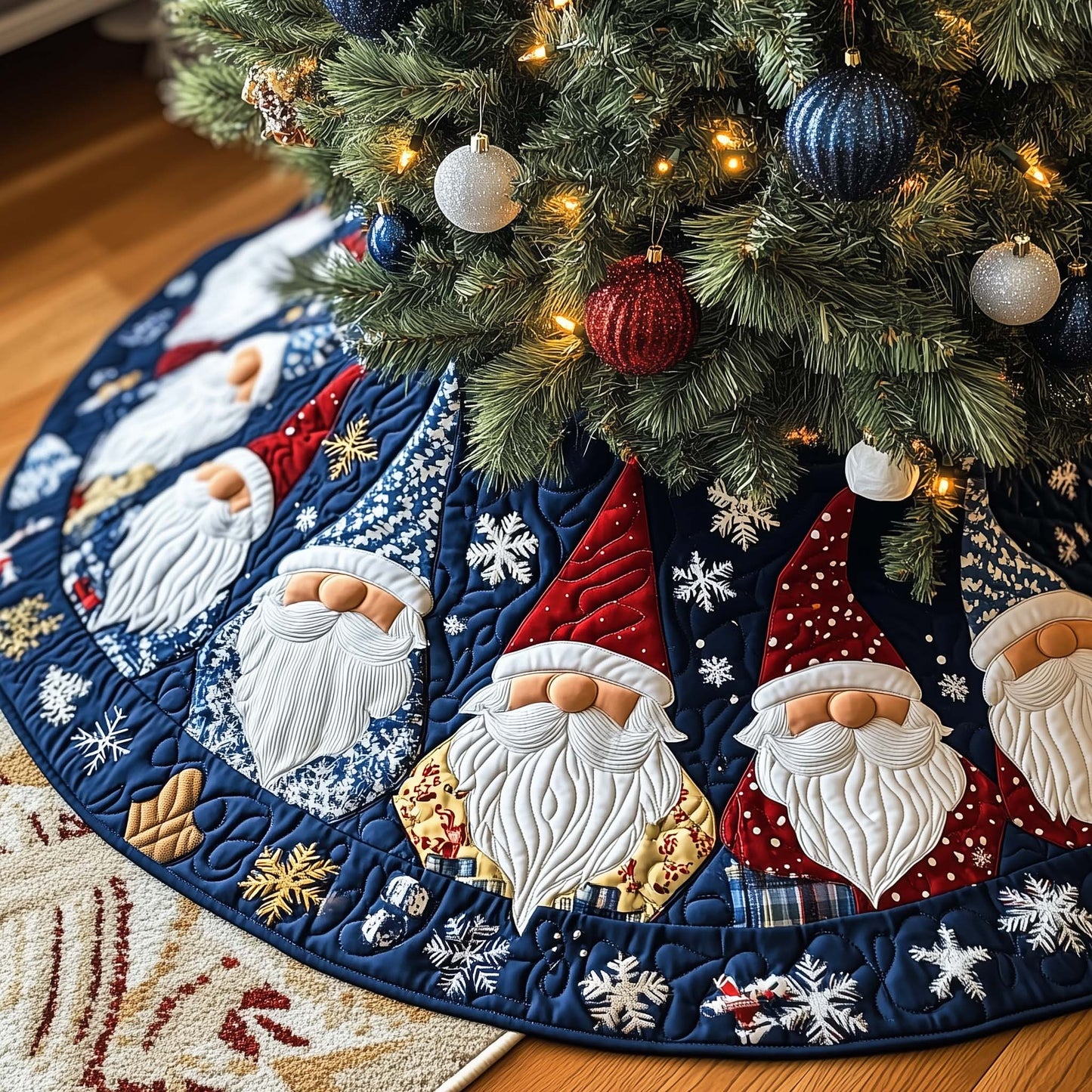 Holiday Gnome Quilted Tree Skirt GFTONL7073