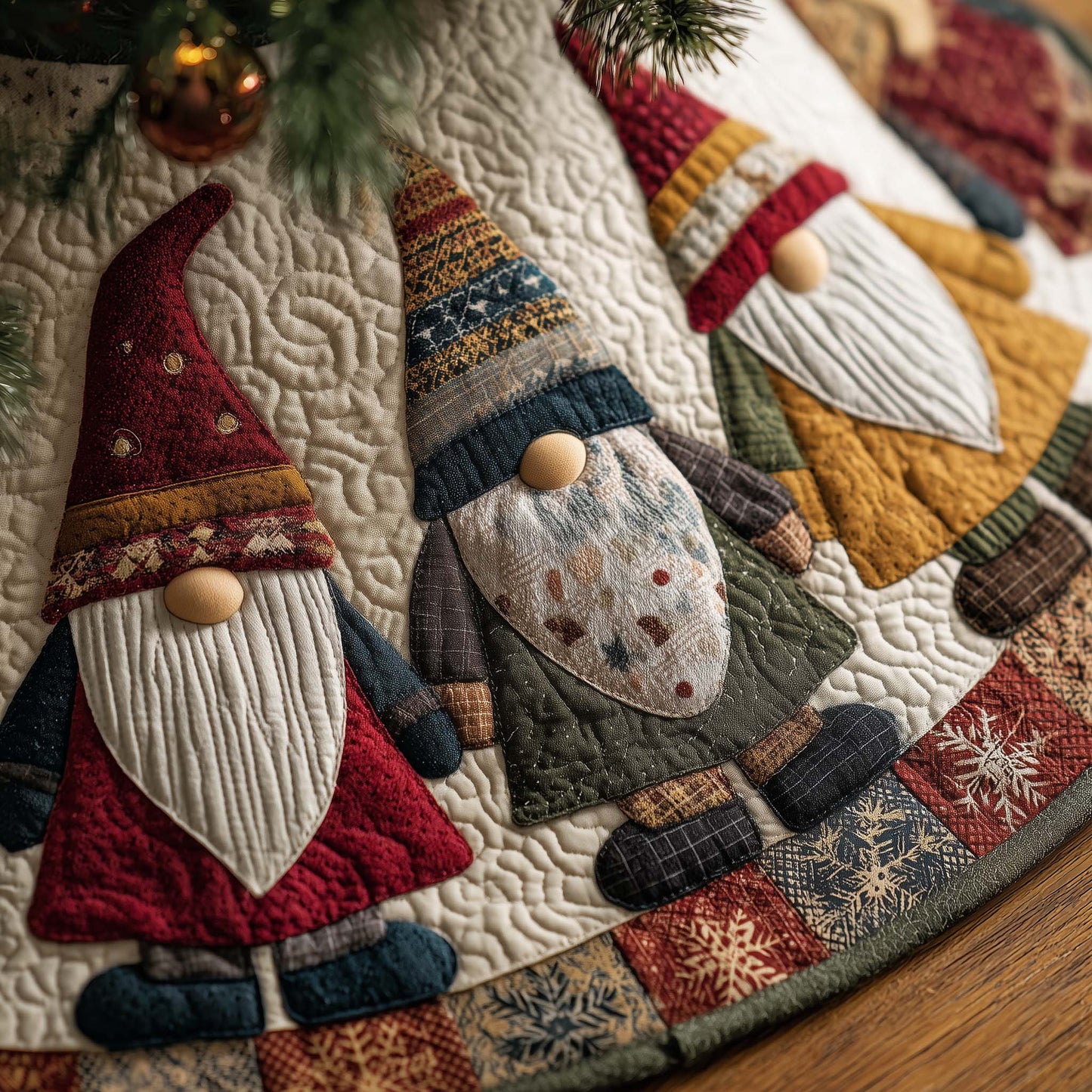 Joyful Gnome Quilted Tree Skirt GFTONL7079