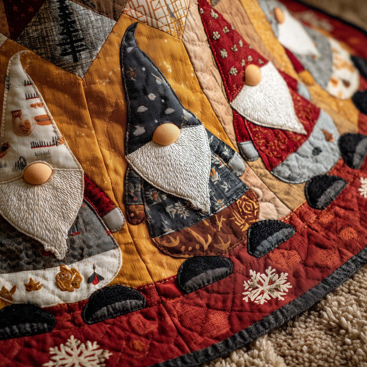Joyful Gnome Quilted Tree Skirt GFTONL7080
