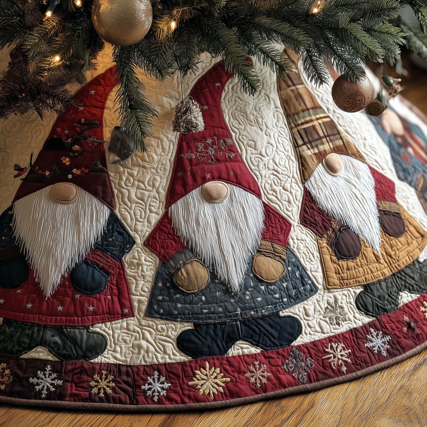 Joyful Gnome Quilted Tree Skirt GFTONL7081