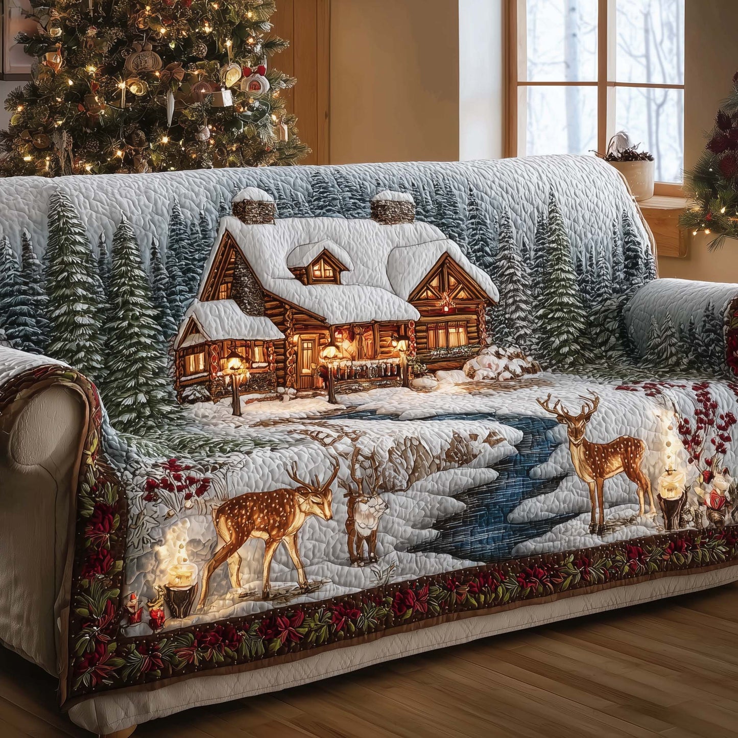 Peaceful Cabin Quilted Sofa Cover GFTONL7109