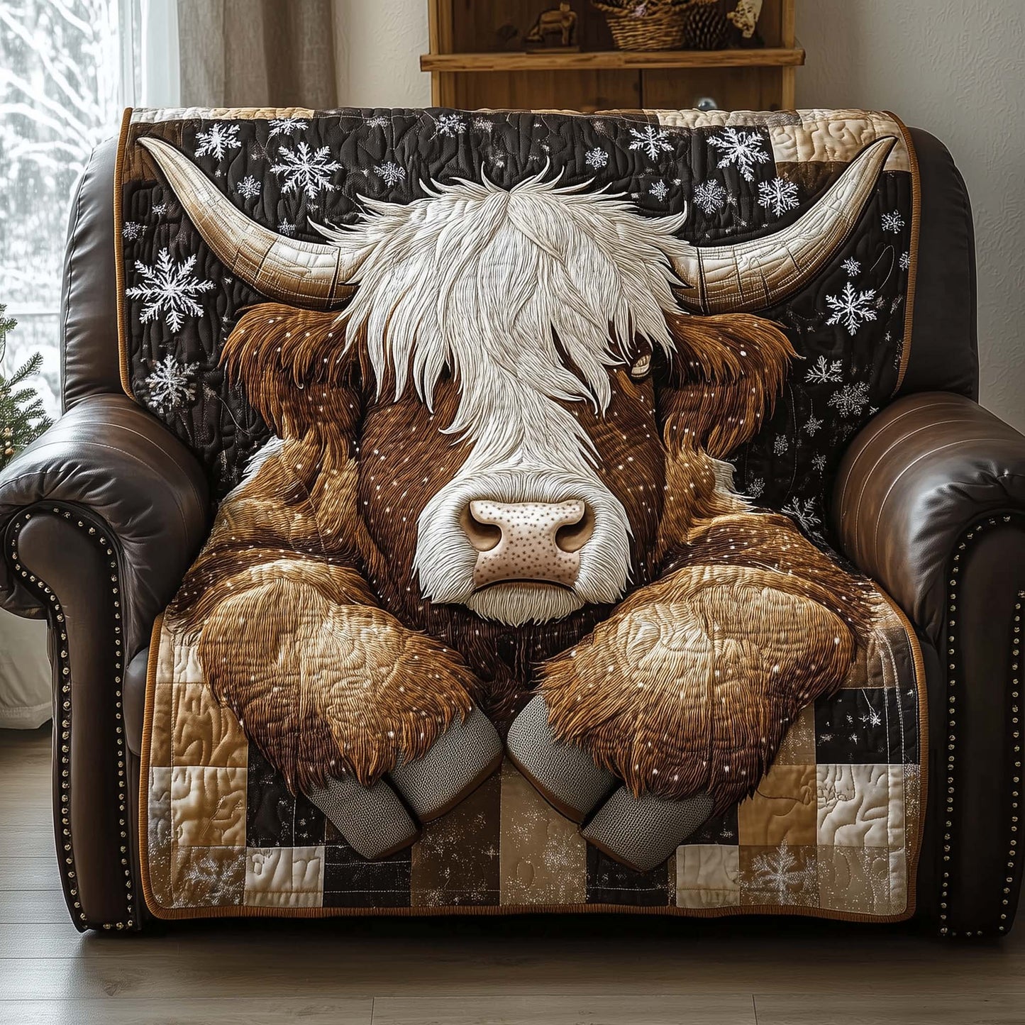 Resting Highland Cow Quilted Sofa Cover GFTONL7121