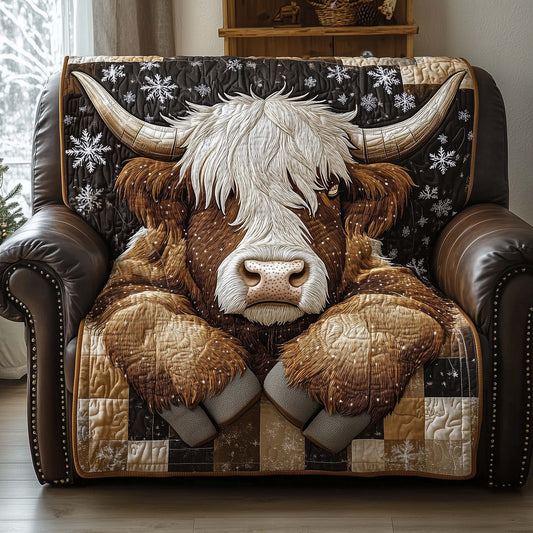 Resting Highland Cow Quilted Sofa Cover GFTONL7121