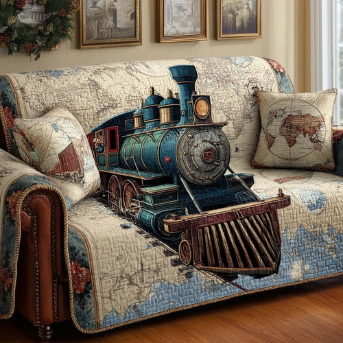 Vintage Train Quilted Sofa Cover GFTONL7196