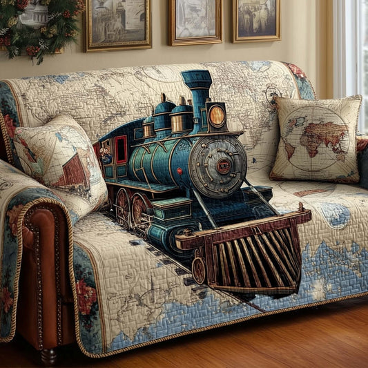 Vintage Train Quilted Sofa Cover GFTONL7196