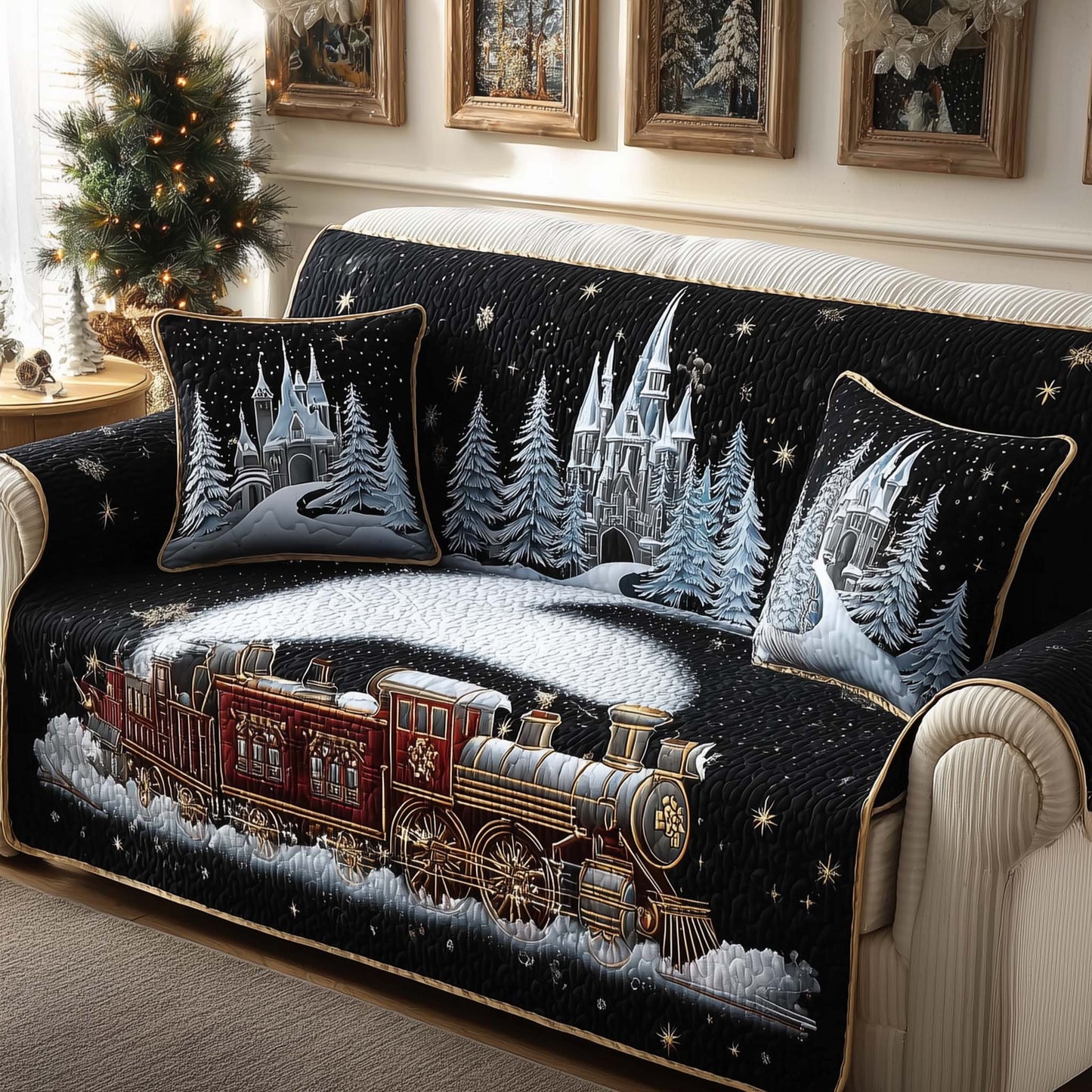 Christmas Night Journey Quilted Sofa Cover GFTONL7199