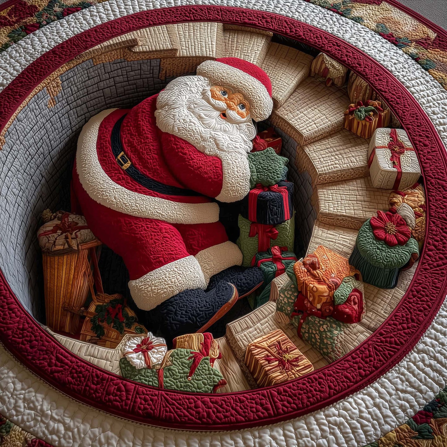 Funky Santa Quilted Round Mat GFTONL7219