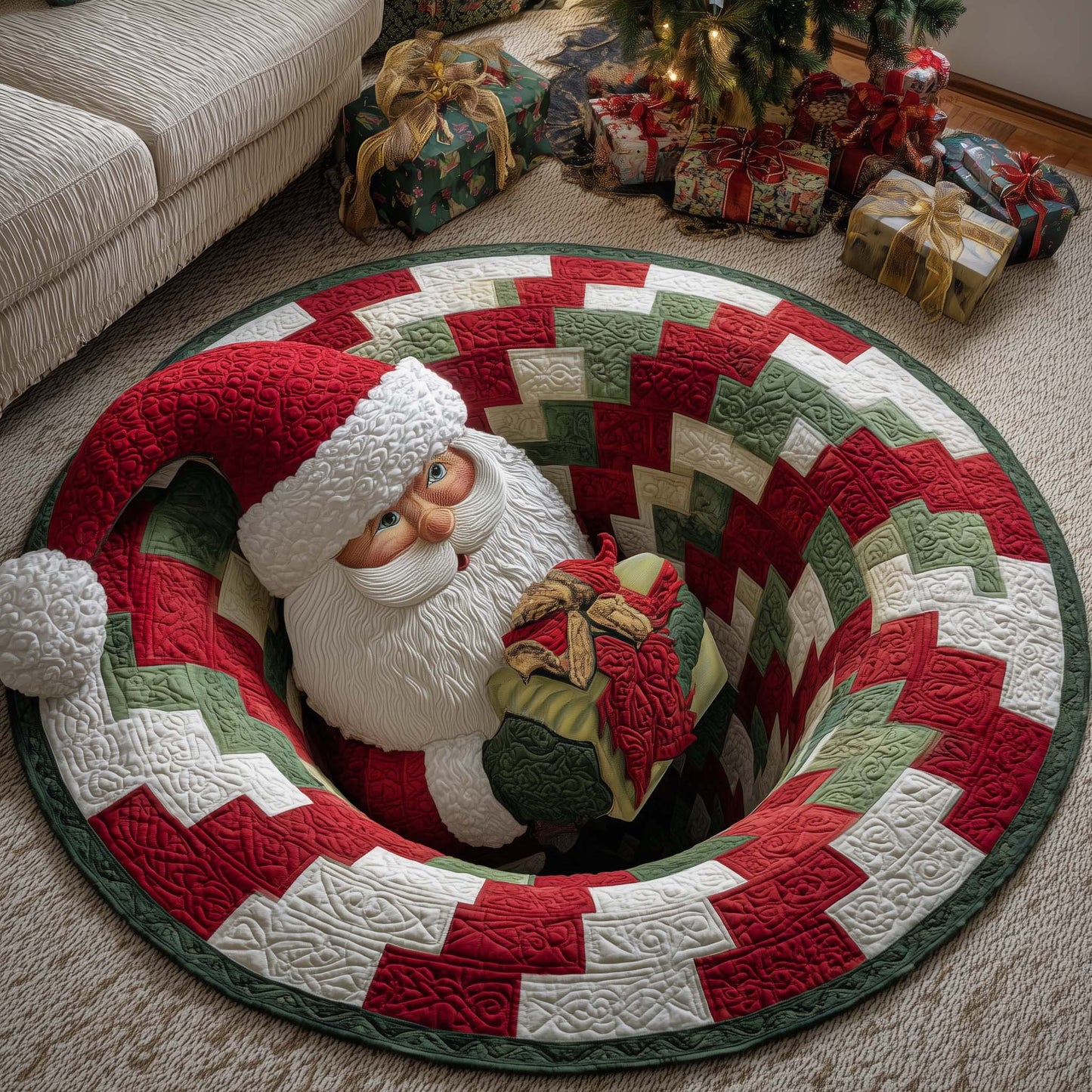 Funky Santa Quilted Round Mat GFTONL7222