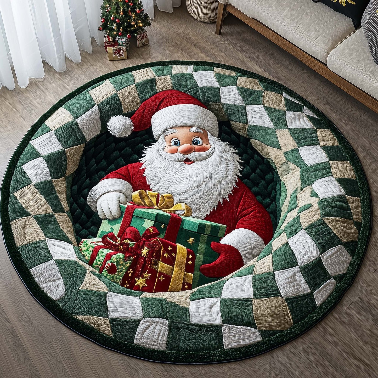 Funky Santa Quilted Round Mat GFTONL7223