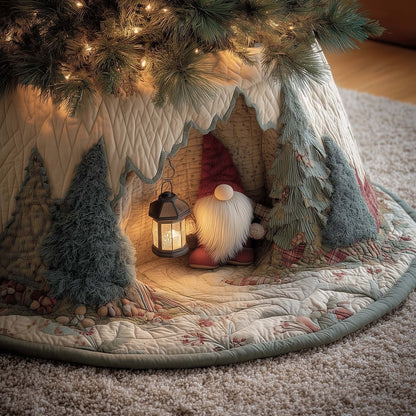 Cheerful Christmas Gnome Quilted Tree Skirt GFTONL7253
