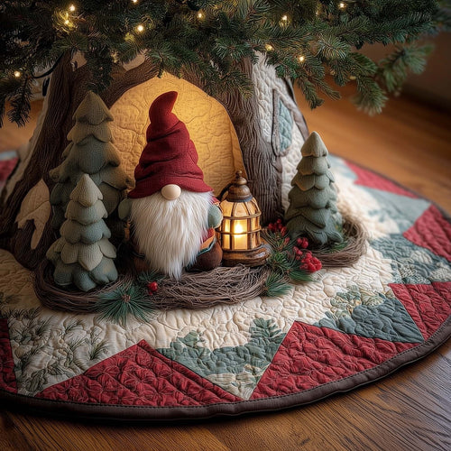 Cheerful Christmas Gnome Quilted Tree Skirt GFTONL7255
