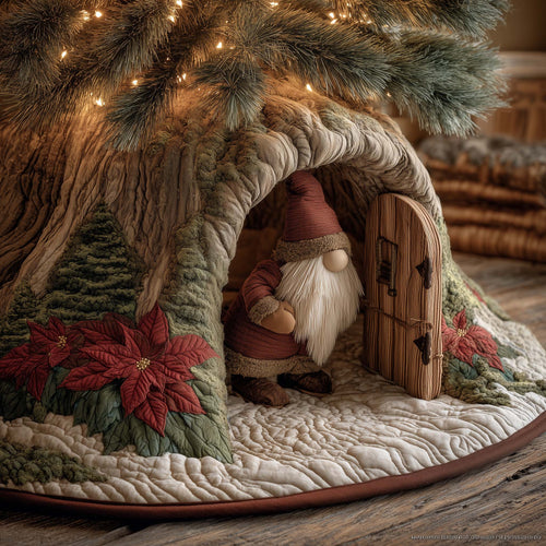 Cheerful Christmas Gnome Quilted Tree Skirt GFTONL7256
