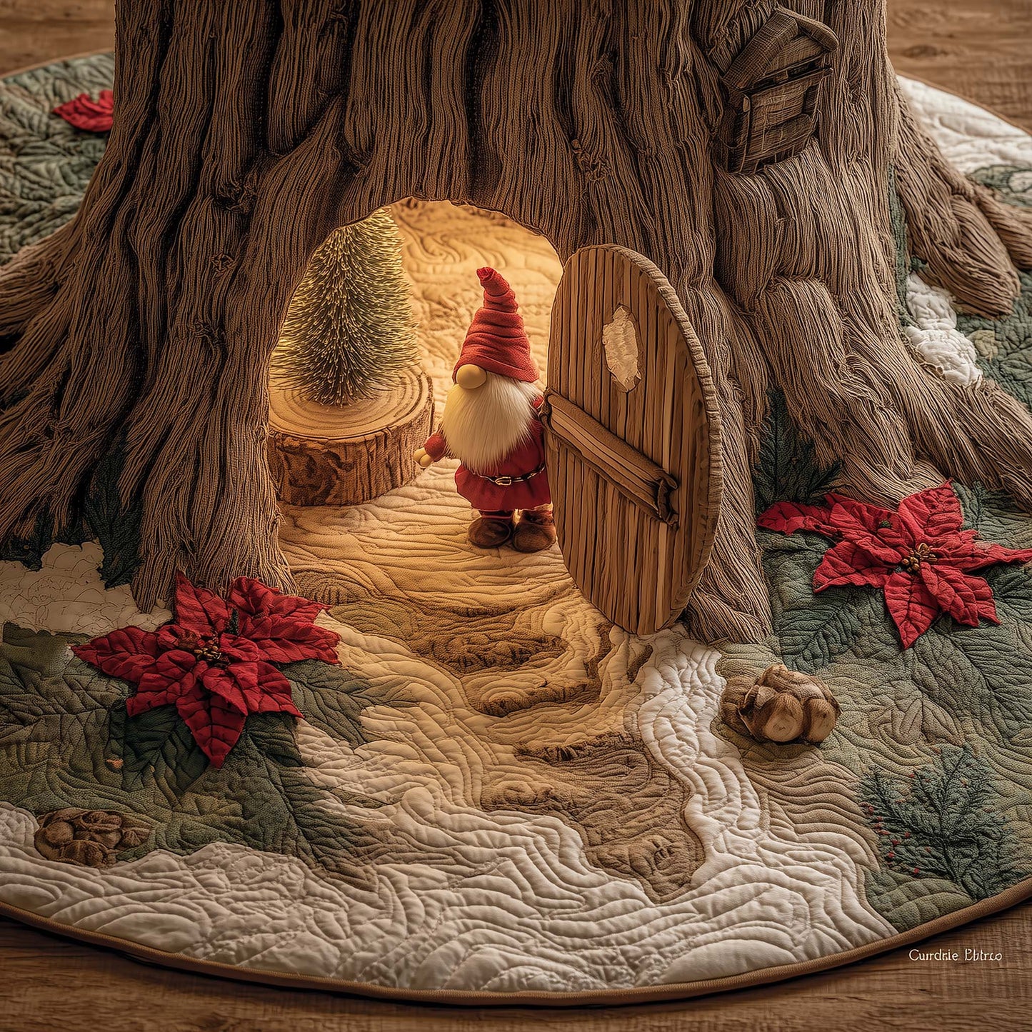 Welcoming Gnome Quilted Tree Skirt GFTONL7258