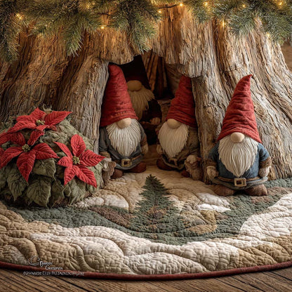 Welcoming Gnome Quilted Tree Skirt GFTONL7259