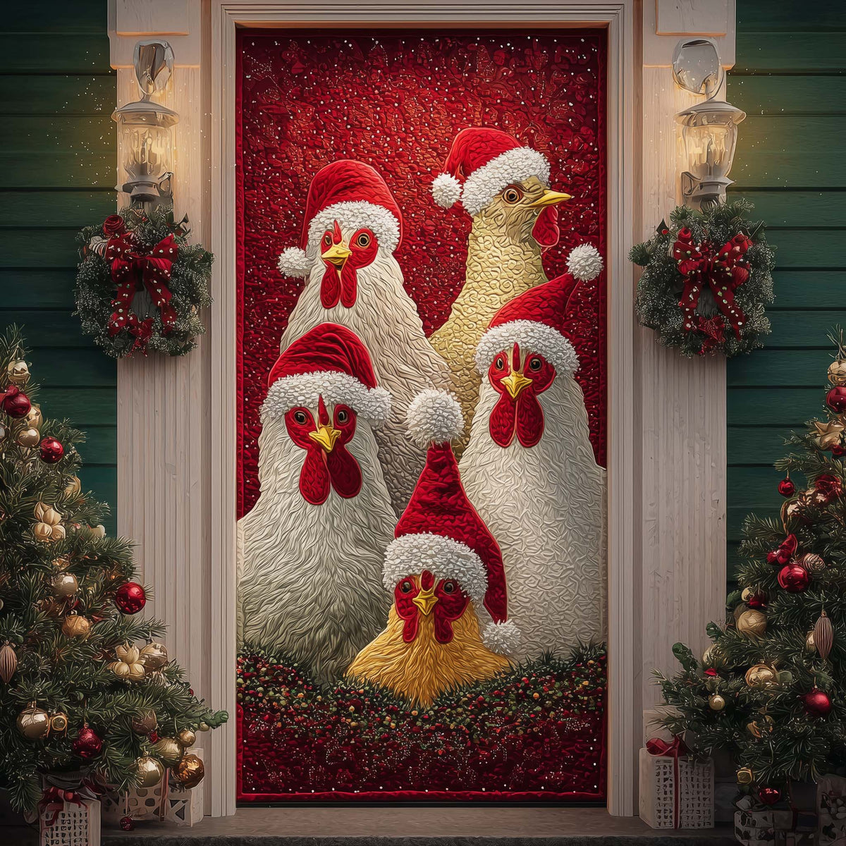 Whimsical Chicken Quilted Door Cover GFTONL7263