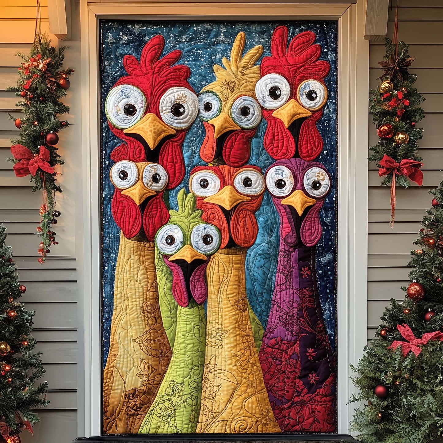 Whimsical Chicken Quilted Door Cover GFTONL7264
